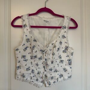 💐 EUC REFORMATION - Floral Linen Bustier/Corset Top, 4